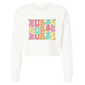 Groovy Nurse Wo Future Nurse Appreciation Nursing Cropped Pullover Crew