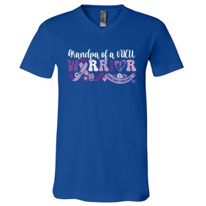 Grandpa Nicu Warrior For Preemie Prematurity Awareness Month Cute Gift V-Neck T-Shirt