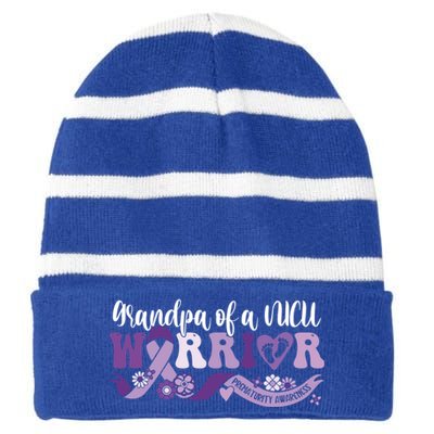 Grandpa Nicu Warrior For Preemie Prematurity Awareness Month Cute Gift Striped Beanie with Solid Band