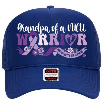 Grandpa Nicu Warrior For Preemie Prematurity Awareness Month Cute Gift High Crown Mesh Back Trucker Hat