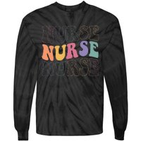 Groovy Nurse Women School Nurse RN ICU ER Pediatric Tie-Dye Long Sleeve Shirt