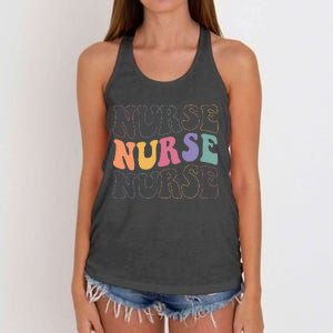 Groovy Nurse Women School Nurse RN ICU ER Pediatric Women's Knotted Racerback Tank