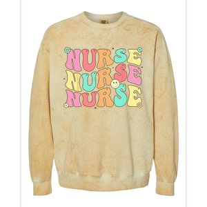 Groovy Nurse Women Future Nurse Appreciation Nursing Colorblast Crewneck Sweatshirt