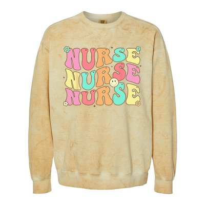 Groovy Nurse Women Future Nurse Appreciation Nursing Colorblast Crewneck Sweatshirt