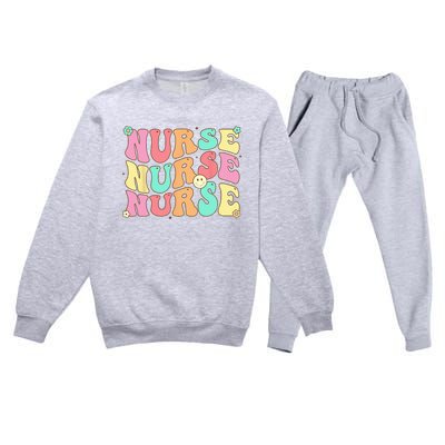 Groovy Nurse Women Future Nurse Appreciation Nursing Premium Crewneck Sweatsuit Set