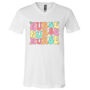 Groovy Nurse Women Future Nurse Appreciation Nursing V-Neck T-Shirt