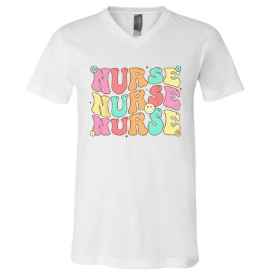 Groovy Nurse Women Future Nurse Appreciation Nursing V-Neck T-Shirt