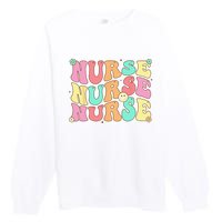 Groovy Nurse Women Future Nurse Appreciation Nursing Premium Crewneck Sweatshirt