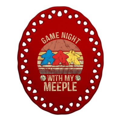 Game Night With My Meeple Board Games Tabletop Boardgamers Ceramic Oval Ornament