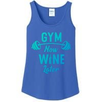 Gym Now Wine Later Funny Workout Weightlifting Barbell Cool Gift Ladies Essential Tank