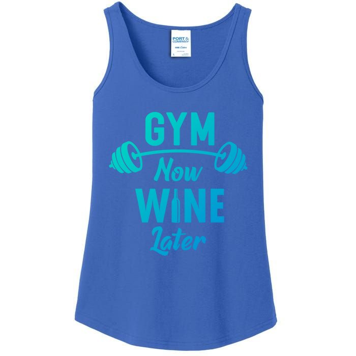 Gym Now Wine Later Funny Workout Weightlifting Barbell Cool Gift Ladies Essential Tank