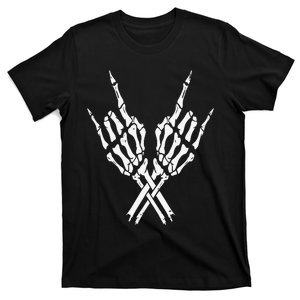 Guitar Neck With A Sweet Rock On Skeleton Hand Rock And Roll T-Shirt