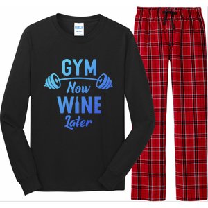 Gym Now Wine Later Funny Workout Weightlifting Barbell Cool Gift Long Sleeve Pajama Set