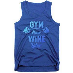 Gym Now Wine Later Funny Workout Weightlifting Barbell Cool Gift Tank Top