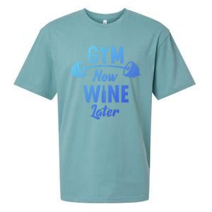 Gym Now Wine Later Funny Workout Weightlifting Barbell Cool Gift Sueded Cloud Jersey T-Shirt