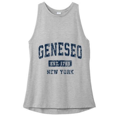 Geneseo New York Ny Vintage Athletic Sports Design Ladies PosiCharge Tri-Blend Wicking Tank
