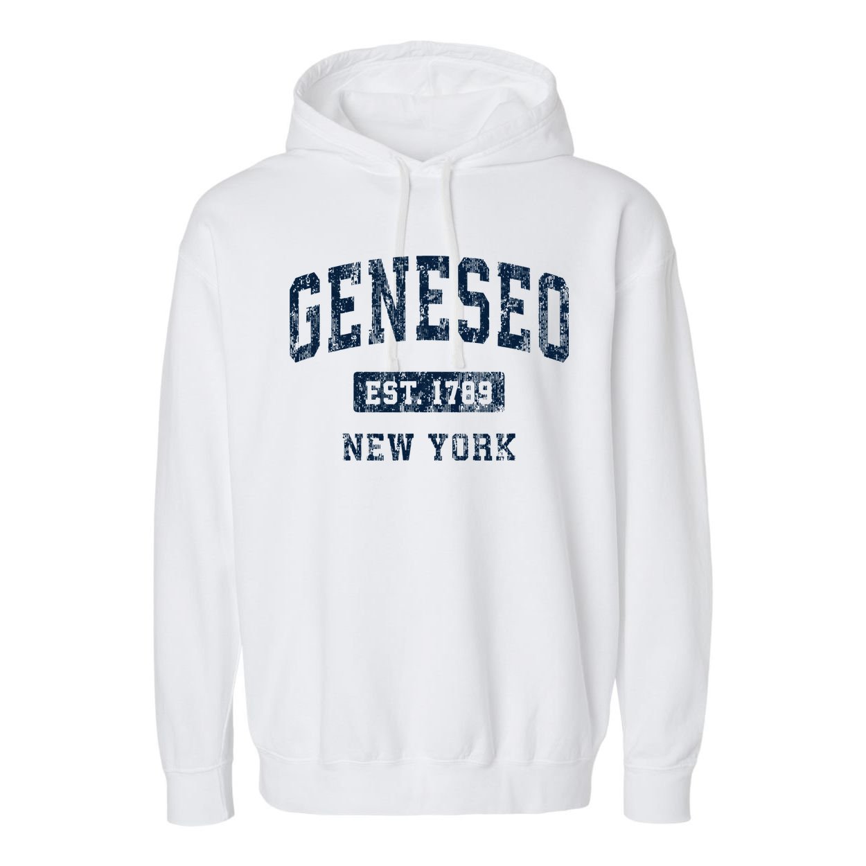 Geneseo New York Ny Vintage Athletic Sports Design Garment-Dyed Fleece Hoodie