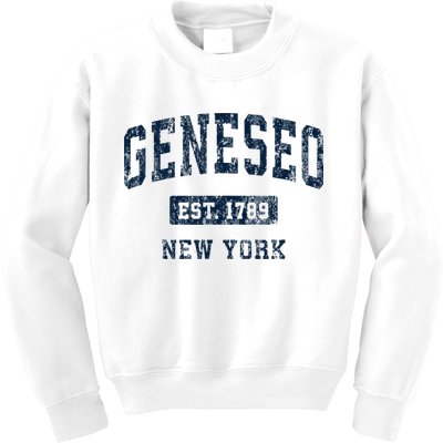 Geneseo New York Ny Vintage Athletic Sports Design Kids Sweatshirt