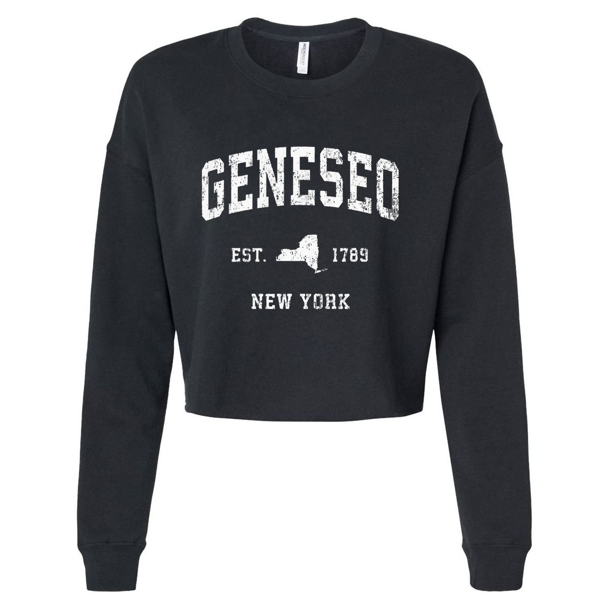 Geneseo New York Ny Vintage Athletic Sports Design Cropped Pullover Crew