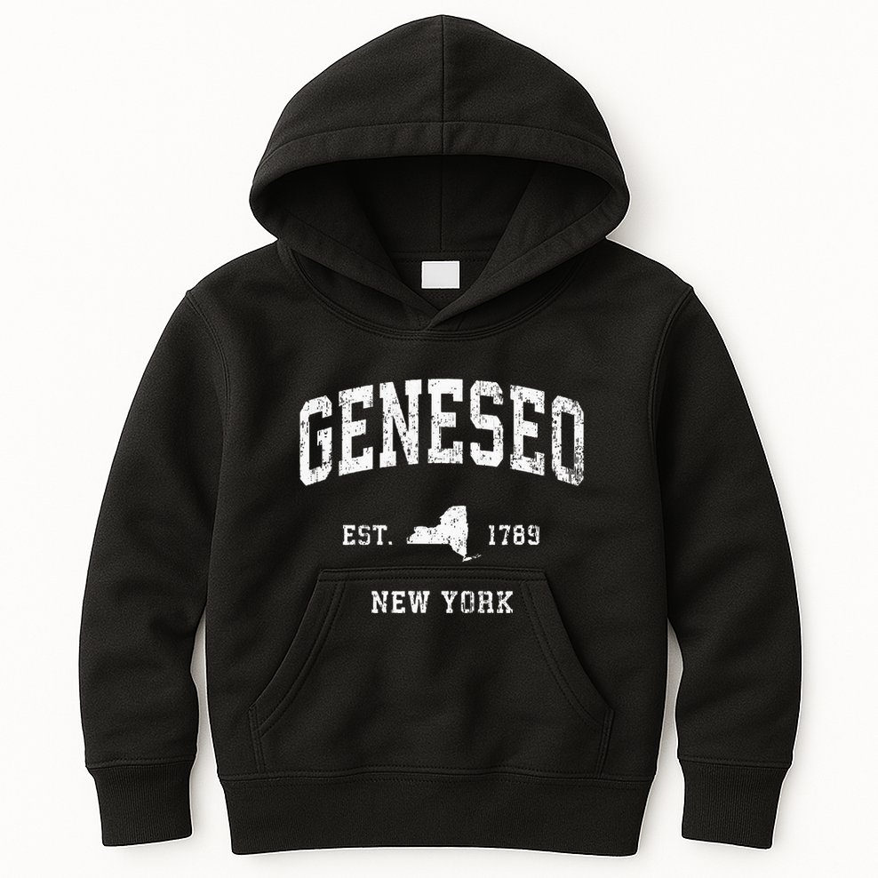 Geneseo New York Ny Vintage Athletic Sports Design Kids Hoodie