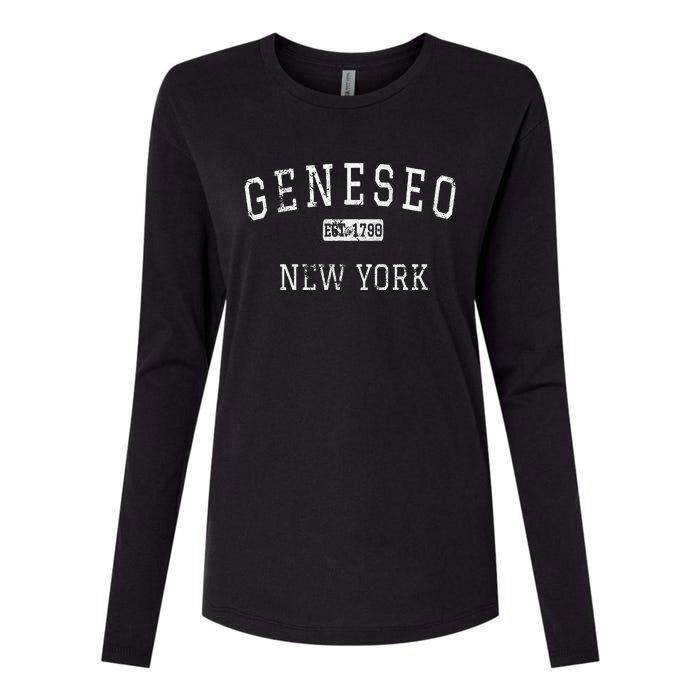 Geneseo New York Ny Vintage Womens Cotton Relaxed Long Sleeve T-Shirt