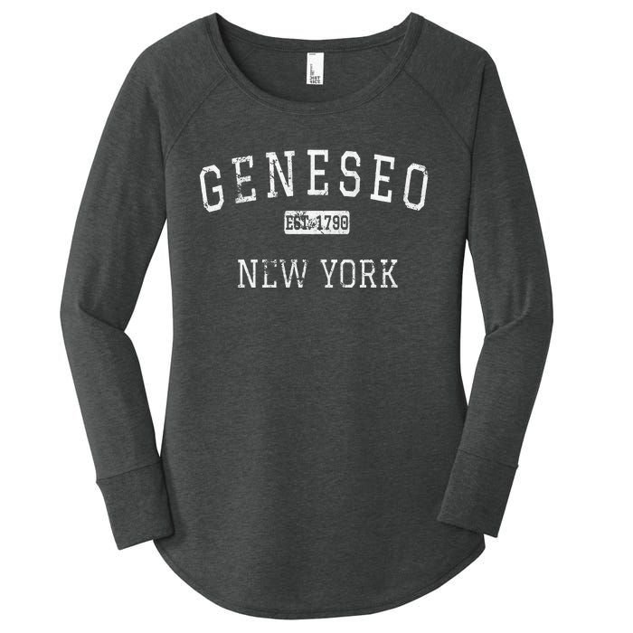 Geneseo New York Ny Vintage Women's Perfect Tri Tunic Long Sleeve Shirt