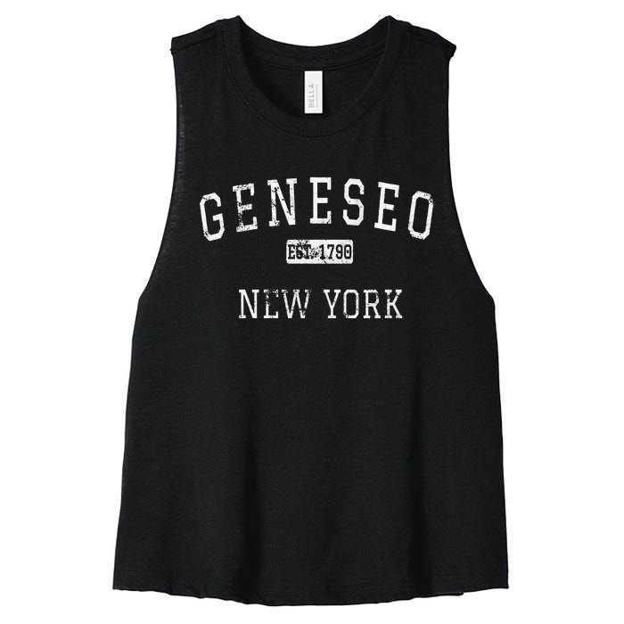 Geneseo New York Ny Vintage Women's Racerback Cropped Tank