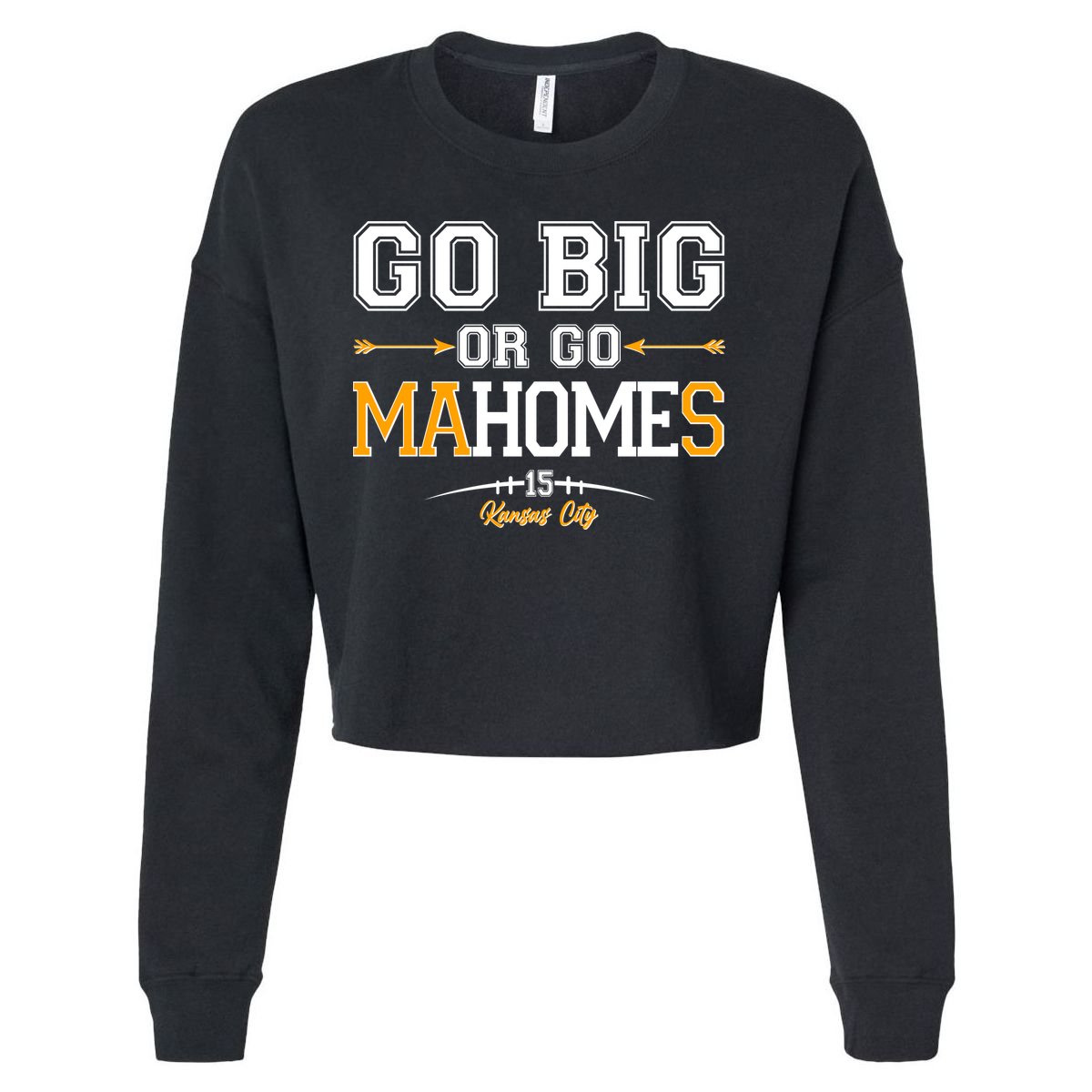 Go Big Or Go Ma-HOME-s Kansas City Football No 15 Cropped Pullover Crew