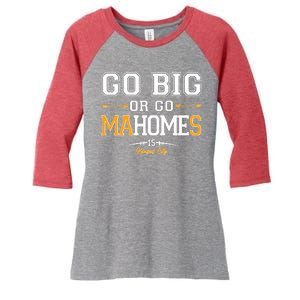 Go Big Or Go Ma-HOME-s Kansas City Football No 15 Women's Tri-Blend 3/4-Sleeve Raglan Shirt