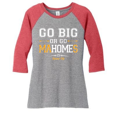 Go Big Or Go Ma-HOME-s Kansas City Football No 15 Women's Tri-Blend 3/4-Sleeve Raglan Shirt