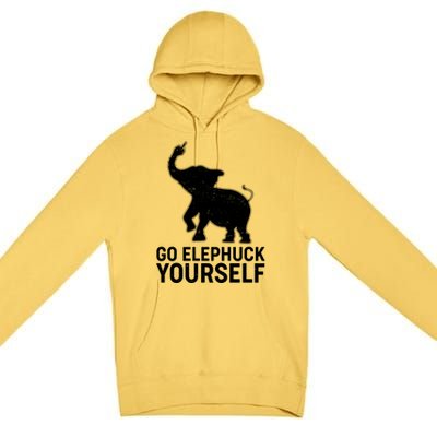 Go Elephuck Yourself Elephant Middle Finger Premium Pullover Hoodie