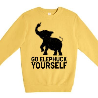 Go Elephuck Yourself Elephant Middle Finger Premium Crewneck Sweatshirt