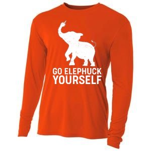 Go Elephuck Yourself Elephant Middle Finger Cooling Performance Long Sleeve Crew