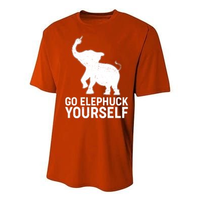 Go Elephuck Yourself Elephant Middle Finger Performance Sprint T-Shirt