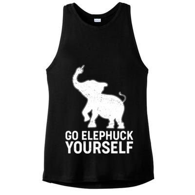 Go Elephuck Yourself Elephant Middle Finger Ladies PosiCharge Tri-Blend Wicking Tank