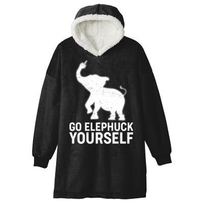 Go Elephuck Yourself Elephant Middle Finger Hooded Wearable Blanket