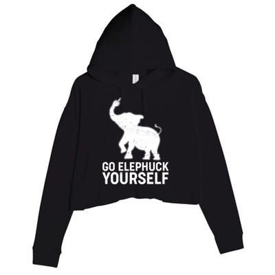 Go Elephuck Yourself Elephant Middle Finger Crop Fleece Hoodie