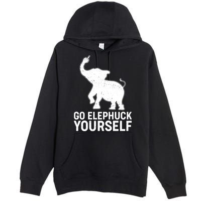 Go Elephuck Yourself Elephant Middle Finger Premium Pullover Hoodie