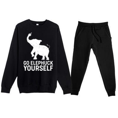 Go Elephuck Yourself Elephant Middle Finger Premium Crewneck Sweatsuit Set