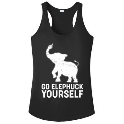 Go Elephuck Yourself Elephant Middle Finger Ladies PosiCharge Competitor Racerback Tank