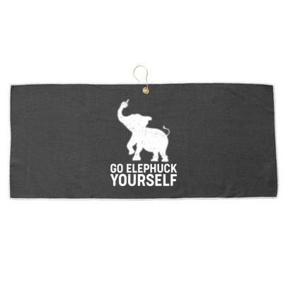 Go Elephuck Yourself Elephant Middle Finger Large Microfiber Waffle Golf Towel