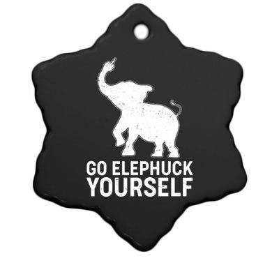 Go Elephuck Yourself Elephant Middle Finger Ceramic Star Ornament