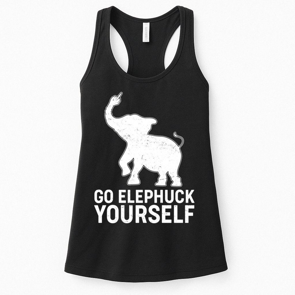Go Elephuck Yourself Elephant Middle Finger Womens Tank Top