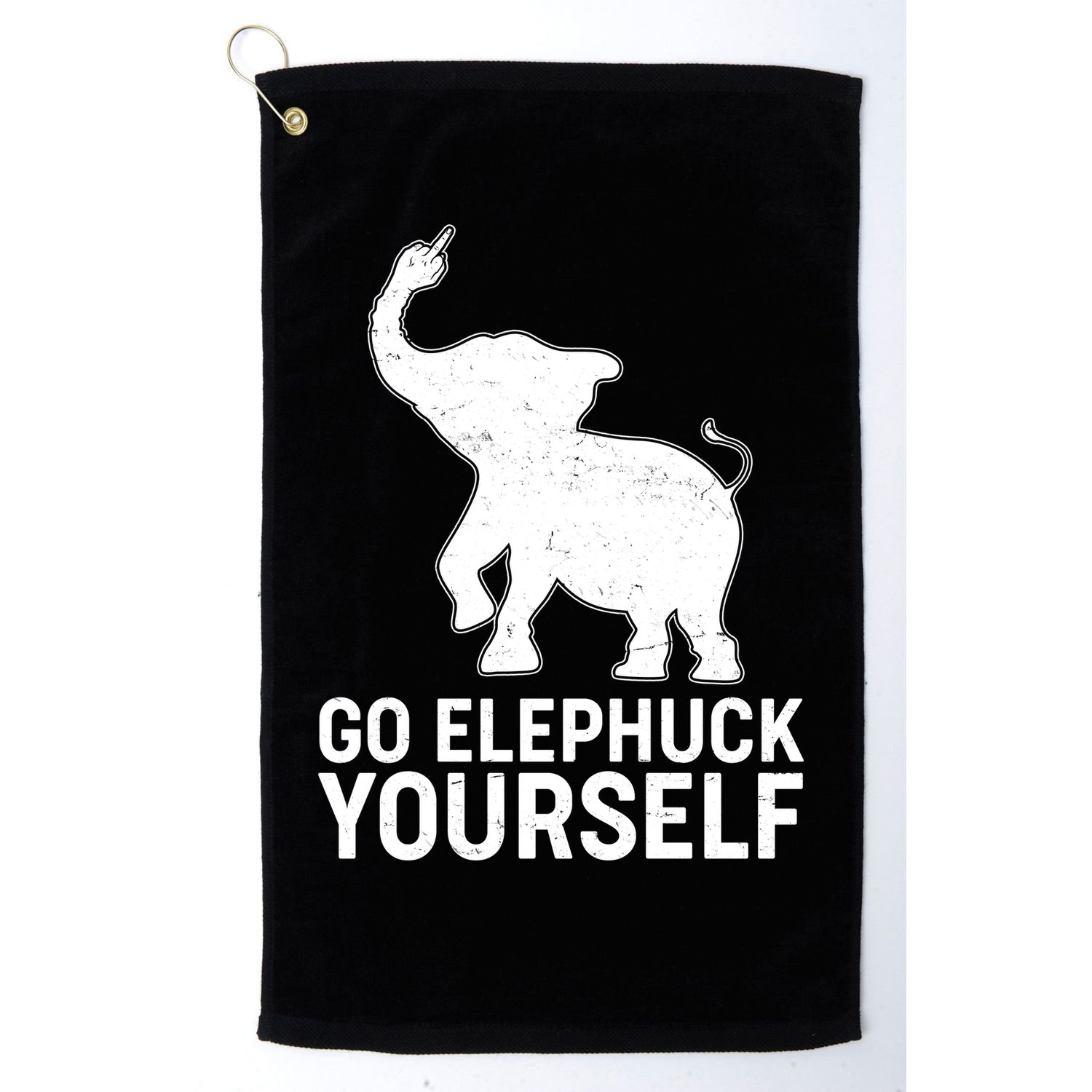 Go Elephuck Yourself Elephant Middle Finger Golf Towel
