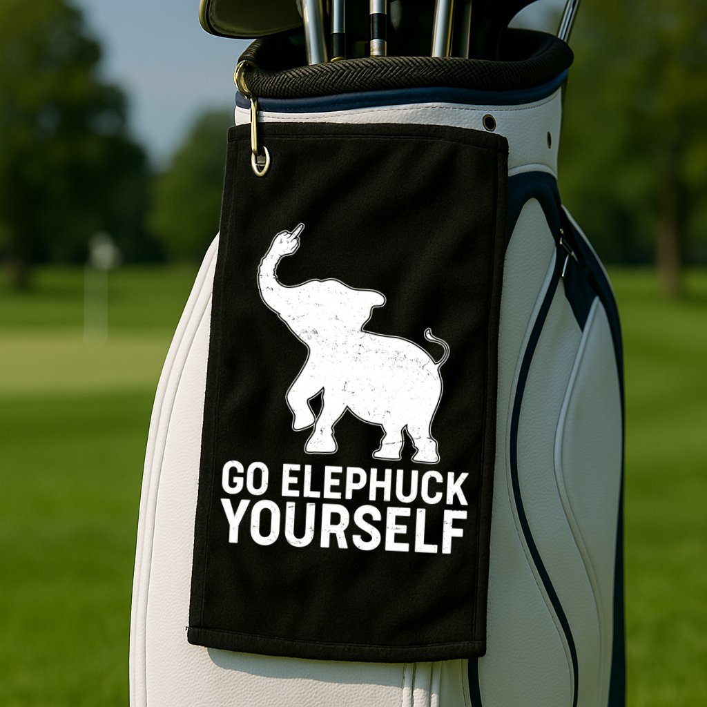 Go Elephuck Yourself Elephant Middle Finger Golf Towel