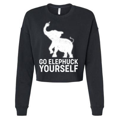 Go Elephuck Yourself Elephant Middle Finger Cropped Pullover Crew