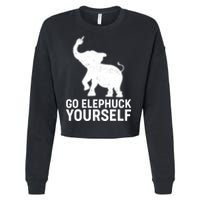 Go Elephuck Yourself Elephant Middle Finger Cropped Pullover Crew