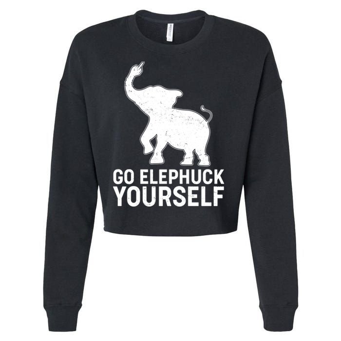 Go Elephuck Yourself Elephant Middle Finger Cropped Pullover Crew