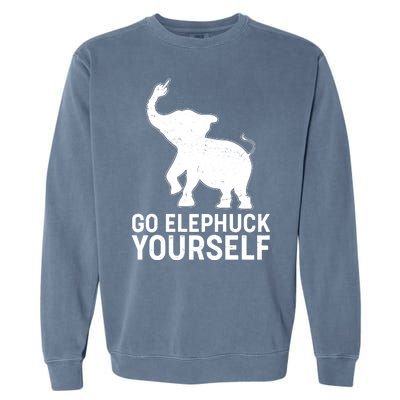 Go Elephuck Yourself Elephant Middle Finger Garment-Dyed Sweatshirt