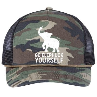 Go Elephuck Yourself Elephant Middle Finger Retro Rope Trucker Hat Cap